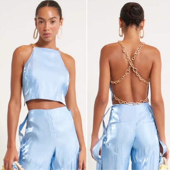 (SOLD) Cult Gaia Joey Chain Top Icy Blue - Picture 2 of 13